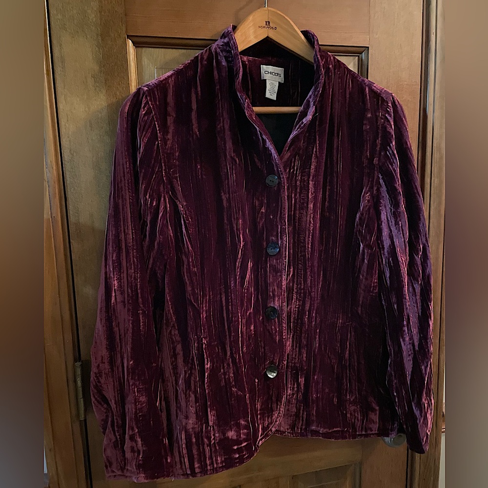 Chico’s Burgundy Velvet Jacket